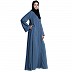 Front open abaya with piping work- French Blue Front open abaya with piping work- French Blue